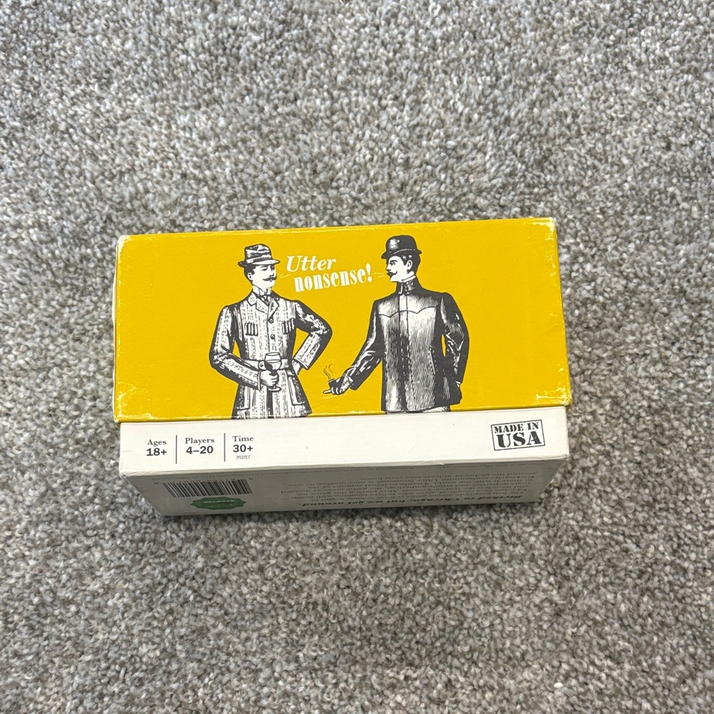 Utter Nonsense! Party Game Box in Yellow and White